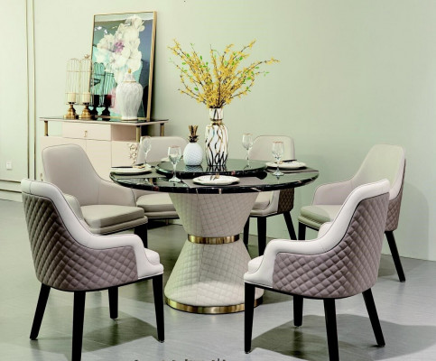 Runder Esstisch Rund Tisch Wohnzimmer Küche 130cm Luxus Leder