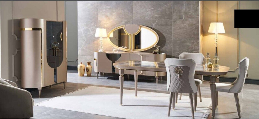 Design Esszimmer Set 8tlg Esstisch Stuhl Kommode Vitrine Spiegel Ess Tische Holz