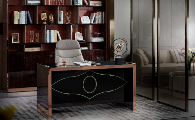 Bürostuhl Beige Leder Edelstahl Arbeitszimmer Büro Möbel Luxus Einrichtung Neu