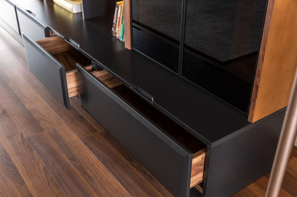 Wohnwand tv Möbel Schrankwände Wohnzimmer Vitrine Modern Holz Braun