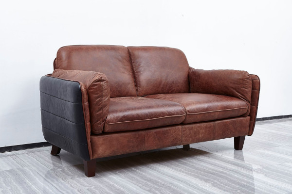 Luxury Vintage 3+2 Sitzer Echtleder Möbel Wohnzimmer Sofa Suite Loft garnituren