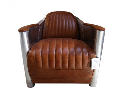Ledersofa Sofa Couch Polster Einsitzer Sofas Couchen Flugzeug Aviator Aluminium