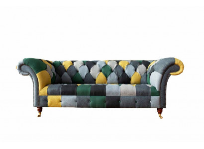 Klassische Design Chesterfield Stoff Sofa 3 Sitzer Sitz Couchen Sofas Polster