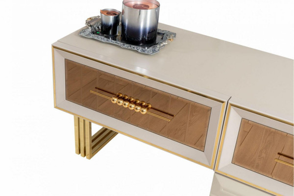 Wohnwand RTV Lowboard Sideboard TV Ständer Wandschrank Beige Moderne