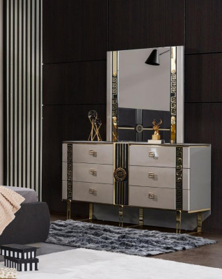 Luxus Konsolentisch Schminkkonsole Schminktisch Frisiertisch Grau