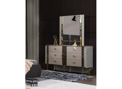 Luxus Konsolentisch Schminkkonsole Schminktisch Frisiertisch Grau