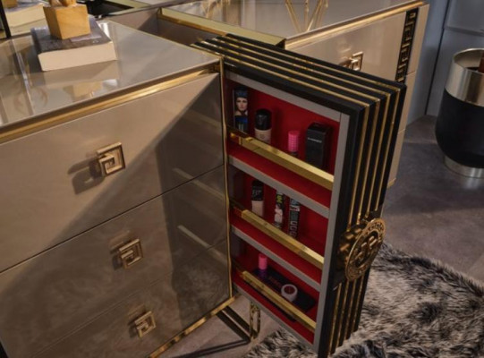 Luxus Konsolentisch Schminkkonsole Schminktisch Frisiertisch Grau