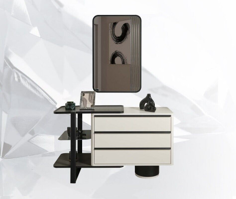 Frisiertisch Konsolentisch mit Spiegel Schminktisch Modern Holz Weiß