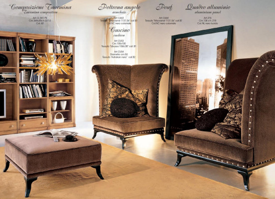 Luxus Set 3tlg. Design 2x Sessel Hocker Holz Wohnzimmerset Möbel Sofa Couch Neu