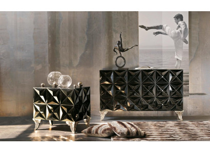 Luxus Schlafzimmer Set 2tlg. Nachttisch Kommode Massivholz Italienische Möbel