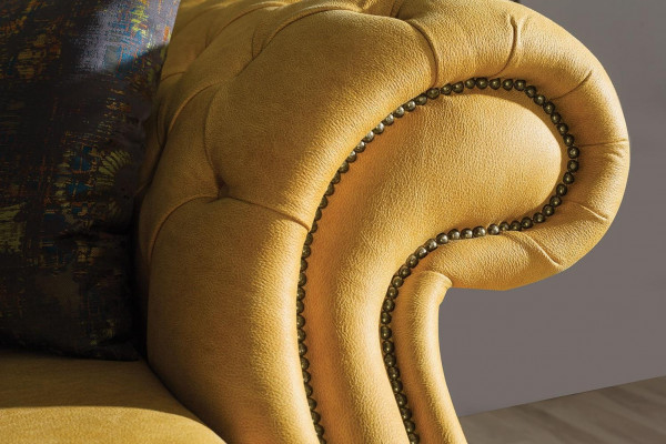 Grün-Gelbe Polstergarnitur Designer Dreisitzer Luxus Sessel 3+3+1 Set