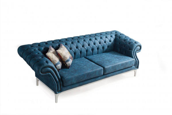 Grün-Gelbe Polstergarnitur Designer Dreisitzer Luxus Sessel 3+3+1 Set