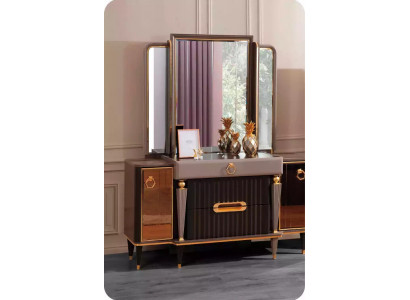 Konsoletisch Schminktisch Spiegel Gold Luxus Schlafzimmer Schmink Neu