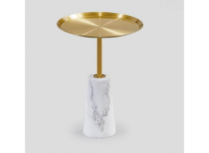 Weißer Beistelltisch Designer Couchtisch Wohnzimmer Luxus Metall Möbel