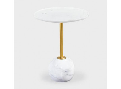 Weißer Beistelltisch Stilvoller Runder Wohnzimmer Couchtisch Marmor Möbel