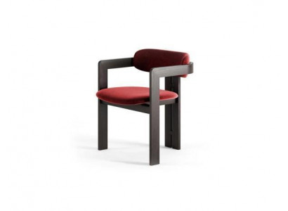 Luxus Roter Esszimmer Stuhl Holzgestell Designer Polster Einsitzer Textil