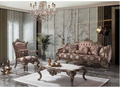 Couch Sofagarnitur Dreisitzer Sessel Sofa Garnitur Beige Polstersofa