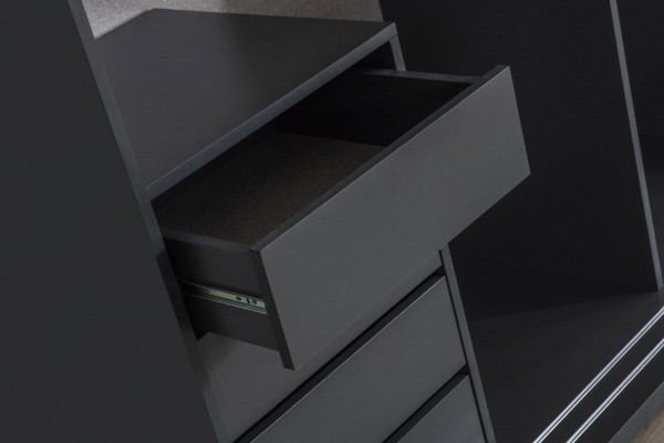 Moderne Schrank Kleiderschrank Schlafzimmer Schränke Grau Holz Spiegel