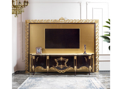 TV Ständer Sideboard RTV Lowboard Holz Gold Wohnzimmer Tisch Luxus