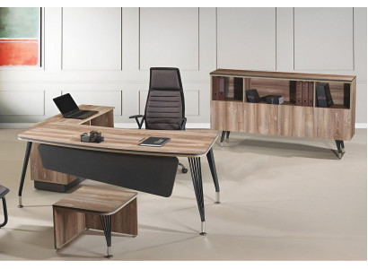 Garnitur Büro Eckbürotisch Bürotisch Set 3tlg Holz Büromöbel Braun