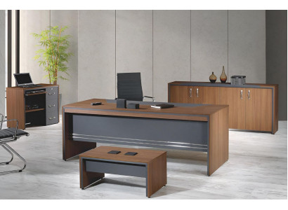 Garnitur Büromöbel Komplettbüro Schreibtisch Set 4tlg Holz Braun Büro