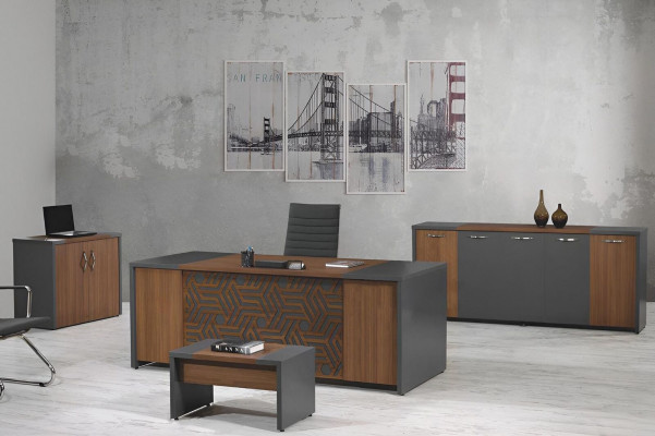 Bürotisch Büromöbel Komplettbüro Schreibtisch Set 4tlg Holz Braun Büro