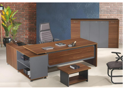 Gruppe Eckbürotisch Komplette Bürotisch Set 3tlg Holz Büromöbel Braun