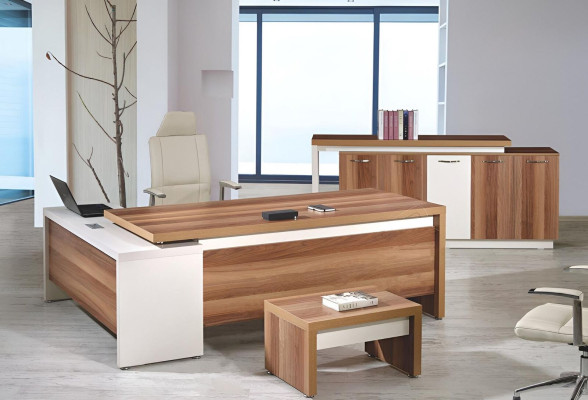 Komplette Arbeitszimmermöbel Eckbürotisch 3tlg Holz Braun Büromöbel