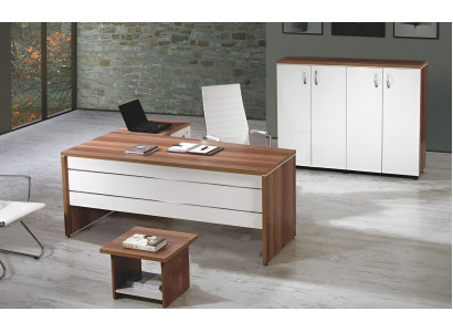 Büromöbel Set 3tlg Eckbürotisch Komplettbüro Schrank Holz Gruppe Weiß