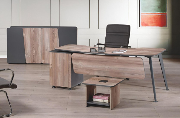 Komplette Arbeitszimmermöbel Schreibtisch 3tlg Holz Braun Büromöbel