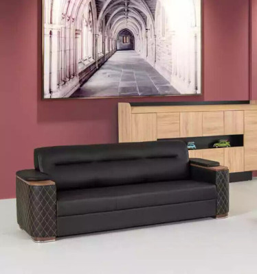 Schwarze Couchgarnitur Dreisitzer Sessel Arbeitszimmer Luxus 2tlg 3+1