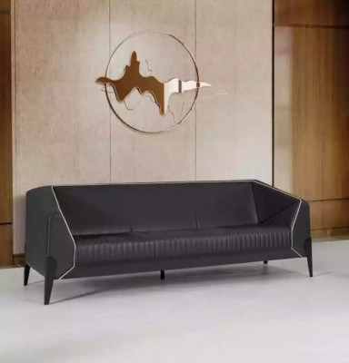 Schwarzes Ledersofa Büromöbel Wohnzimmer Neue Couch Luxus Polstersofas