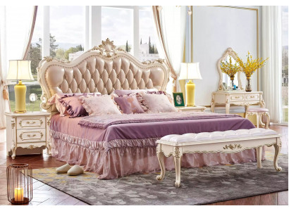 Schlafzimmer Set chesterfield Bett 2x Nachttische klassisch Möbel 3tlg