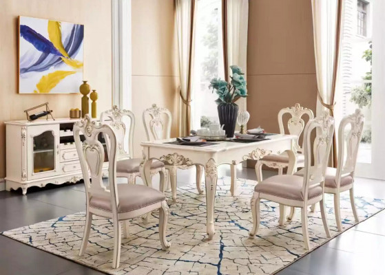 Esszimmer Set luxuriös Esstisch 6x Stühle klassische Möbel 7tlg neu