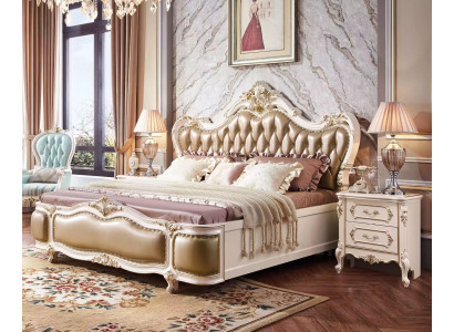 Klassischer Luxus Schlafzimmer Luxus Set 3tlg Bett + 2x Nachttische neu