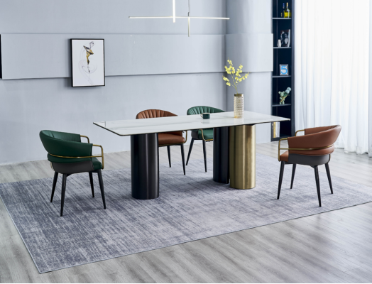 Esszimmergruppe Designer Garnitur Esstisch 4x Kunstleder Stühle 5tlg
