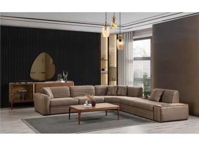 Couch Ecksofa Sofa Kunstleder Braun Polstersofa Wohnzimmer Ledersofa