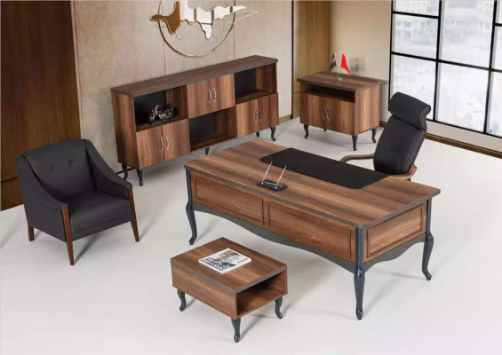 Arbeitzimmer Schreibtisch Luxus Design Tisch Büro Office Möbel Chefschreibtisch