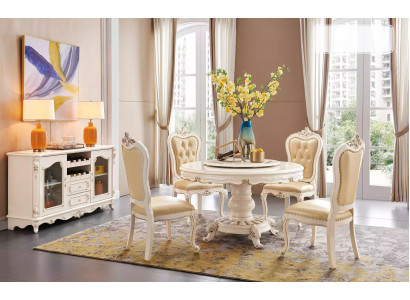 Esszimmer Set Runder Esstisch 4x Stühle Chesterfield Luxus-Set