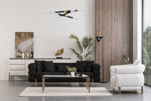 Couchgarnitur 3+3+1 Sitzer Luxus Sessel Wohnzimmer Garnitur Sofas 3tlg