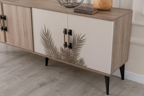 Braune Esszimmer Garnitur Luxus Esstisch 4x Stühle Sideboard Spiegel
