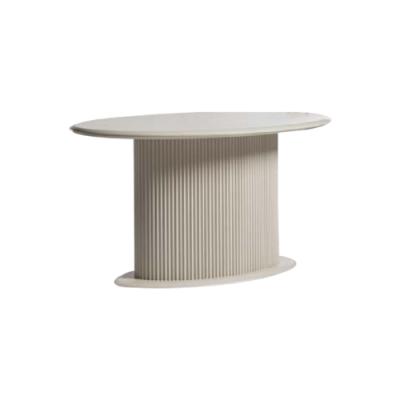 Moderne Holztisch Esszimmertisch Esstisch Oval Tisch Holz Beige 140 cm