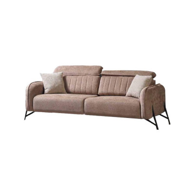 Beige Wohnzimmer Sofagarnitur Designer 2x Stoffsessel 3-Sitzer 3tlg.
