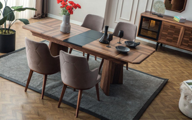Stilvolle Essgruppe Exklusiver Holztisch Designer Sideboard Stühle 10tlg