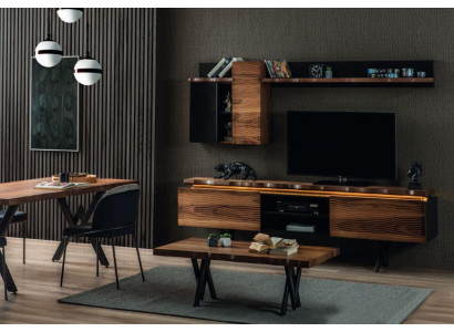 Luxuriöse Wohnzimmer Wohnwand Wandschrank TV-Ständer Couchtisch 3tlg