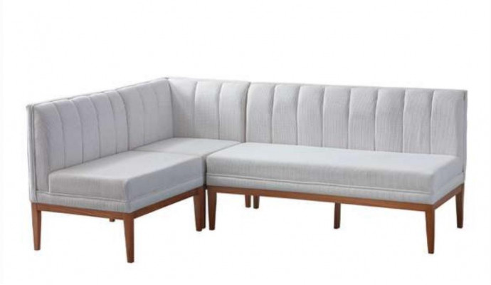 Weiß-Braune Esszimmer Garnitur Stilvoller Holztisch Polster Eckbank Neu