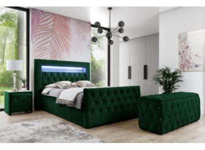 Grüne Schlafzimmer Garnitur Komplettes Set Doppelbett Hocker Konsolen