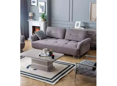 Sofa 3 Sitzer Textil Wohnzimmer Design Modern Neu Luxus weiß grau