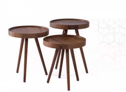 Beistelltisch 3x rund Dekotisch Lampentisch Sofatisch Tisch Holz braun