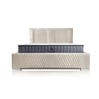 Bett Beige Doppelbett Modern Luxus Bett Polster Stoff Schlafzimmer Modern Neu